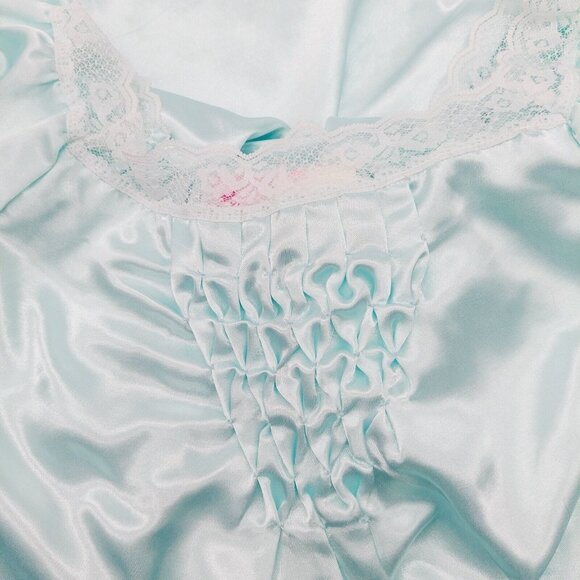 Raymodes Womens Size Medium Green Mint Lace Trim Long Nightgown - Picture 4 of 11